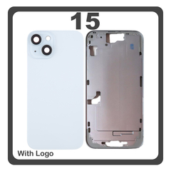 HQ OEM Συμβατό Με iPhone 15 , iPhone15 (A3090, A2846) Rear Back Battery Cover Middle Frame + Housing Πίσω Κάλυμμα Καπάκι Πλάτη Μπαταρίας - Σασί + Camera Lens Τζαμάκι Κάμερας + Side Keys Πλαινά πλήκτρα + Magsafe Blue Μπλε (Premium A+)