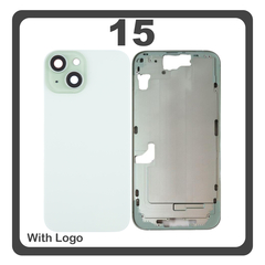 HQ OEM Συμβατό Με iPhone 15 , iPhone15 (A3090, A2846) Rear Back Battery Cover Middle Frame + Housing Πίσω Κάλυμμα Καπάκι Πλάτη Μπαταρίας - Σασί + Camera Lens Τζαμάκι Κάμερας + Side Keys Πλαινά πλήκτρα + Magsafe Green Πράσινο (Premium A+)