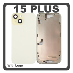 HQ OEM Συμβατό Με Apple iPhone 15 Plus, iPhone 15+ (A3094, A2847) Rear Back Battery Cover Middle Frame + Housing Πίσω Κάλυμμα Καπάκι Πλάτη Μπαταρίας - Σασί + Camera Lens Τζαμάκι Κάμερας + Side Keys + Sim Tray + Magsafe Yellow Κίτρινο (Premium A+)