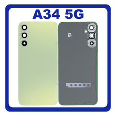 HQ OEM Συμβατό Με Samsung Galaxy A34 5G (SM-A346E, SM-A346B) Rear Back Battery Cover + Camera Lens Πίσω Κάλυμμα Καπάκι Πλάτη Μπαταρίας + Τζαμάκι Κάμερας Lime (Premium A+)
