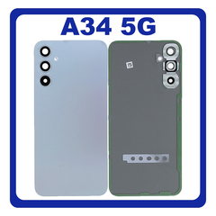 HQ OEM Συμβατό Με Samsung Galaxy A34 5G (SM-A346E, SM-A346B) Rear Back Battery Cover + Camera Lens Πίσω Κάλυμμα Καπάκι Πλάτη Μπαταρίας + Τζαμάκι Κάμερας Silver Ασημί ​(Premium A+)