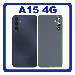 HQ OEM Συμβατό Με Samsung Galaxy A15 4G (SM-A155F, SM-A155F/DSN) Rear Back Battery Cover + Camera Lens Πίσω Κάλυμμα Καπάκι Πλάτη Μπαταρίας + Τζαμάκι Κάμερας Brave Black Μαύρο (Premium A+)
