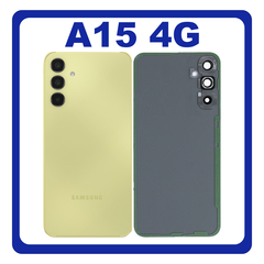 HQ OEM Συμβατό Με Samsung Galaxy A15 4G (SM-A155F, SM-A155F/DSN) Rear Back Battery Cover + Camera Lens Πίσω Κάλυμμα Καπάκι Πλάτη Μπαταρίας + Τζαμάκι Κάμερας Personality Yellow Κίτρινο (Premium A+)