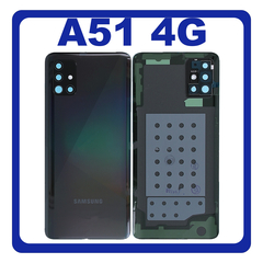 HQ OEM Συμβατό Με Samsung Galaxy A51 4G (SM-A515F, SM-A515F/DSN) Rear Back Battery Cover + Camera Lens Πίσω Κάλυμμα Καπάκι Πλάτη Μπαταρίας + Τζαμάκι Κάμερας Prism Crush Black Μαύρο (Premium A+)