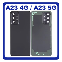 HQ OEM Συμβατό Με Samsung Galaxy A23 (SM-A235F, SM-A235F/DS) / A23 5G (SM-A236U, SM-A236U1) Rear Back Battery Cover + Camera Lens Πίσω Κάλυμμα Καπάκι Πλάτη Μπαταρίας + Τζαμάκι Κάμερας Black Μαύρο (Premium A+)