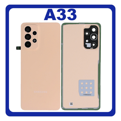 HQ OEM Συμβατό Με Samsung Galaxy A33 5G (SM-A336E, SM-A336B) Rear Back Battery Cover + Camera Lens Πίσω Κάλυμμα Καπάκι Πλάτη Μπαταρίας + Τζαμάκι Κάμερας Peach (Premium A+)