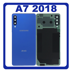 HQ OEM Συμβατό Με Samsung Galaxy A7 2018 (SM-A750F, SM-A750FN) Rear Back Battery Cover + Camera Lens Πίσω Κάλυμμα Καπάκι Πλάτη Μπαταρίας + Τζαμάκι Κάμερας Blue Μπλε (Premium A+)