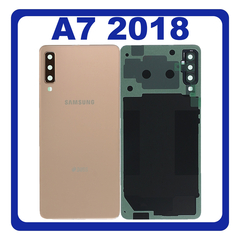 HQ OEM Συμβατό Με Samsung Galaxy A7 2018 (SM-A750F, SM-A750FN) Rear Back Battery Cover + Camera Lens Πίσω Κάλυμμα Καπάκι Πλάτη Μπαταρίας + Τζαμάκι Κάμερας Gold Χρυσό (Premium A+)
