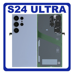 HQ OEM Συμβατό Με Samsung Galaxy S24 Ultra 5G (SM-S928B, SM-S928B/DS) Rear Back Battery Cover + Camera Lens Πίσω Κάλυμμα Καπάκι Πλάτη Μπαταρίας + Τζαμάκι Κάμερας Titanium Blue Μπλε (Premium A+)
