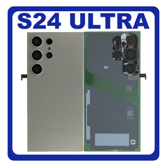 HQ OEM Συμβατό Με Samsung Galaxy S24 Ultra 5G (SM-S928B, SM-S928B/DS) Rear Back Battery Cover + Camera Lens Πίσω Κάλυμμα Καπάκι Πλάτη Μπαταρίας + Τζαμάκι Κάμερας Titanium Gray Γκρι (Premium A+)