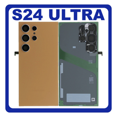 HQ OEM Συμβατό Με Samsung Galaxy S24 Ultra 5G (SM-S928B, SM-S928B/DS) Rear Back Battery Cover + Camera Lens Πίσω Κάλυμμα Καπάκι Πλάτη Μπαταρίας + Τζαμάκι Κάμερας Titanium Orange Πορτοκαλί (Premium A+)