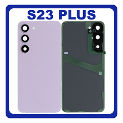 HQ OEM Συμβατό Με Samsung Galaxy S23+ 5G (SM-S916B, SM-S916B/DS) Rear Back Battery Cover Πίσω Κάλυμμα Καπάκι Πλάτη Μπαταρίας + Camera Lens Τζαμάκι Κάμερας Lavender Ροζ (Premium A+)