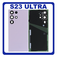 Γνήσια Original Samsung Galaxy S23 Ultra 5G (SM-S918B, SM-S918B/DS) Rear Back Battery Cover Πίσω Κάλυμμα Καπάκι Πλάτη Μπαταρίας + Camera Lens Τζαμάκι Κάμερας Lavender Ροζ (Premium A+)