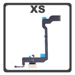 Γνήσια Original For Apple Iphone XS (A2097, A1920) Swap Lightning USB Charging Dock Connector Lightning Flex Καλωδιοταινία Κονέκτορας Φόρτισης + Microphone Μικρόφωνο​ Gold Χρυσό