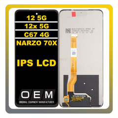 HQ OEM Συμβατό Με Realme 12 5G (RMX3999) / 12X 5G (RMX3997) / Narzo 70x / C67 4G (RMX3890) IPS LCD Display Screen Assembly Οθόνη + Touch Screen Digitizer Μηχανισμός Αφής Black Μαύρο (Premium A+)