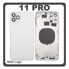 HQ OEM Apple Iphone 11 Pro, Iphone11 Pro (A2215) BACK BATTERY COVER MIDDLE FRAME- HOUSING ΚΑΠΑΚΙ ΜΠΑΤΑΡΙΑΣ- ΣΑΣΙ + ΠΛΑΙΝΑ ΠΛΗΚΤΡΑ SIDE KEYS + ΘΗΚΗ ΚΑΡΤΑΣ SIM HOLDER WHITE (Premium A+)