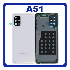 Γνήσια Original Samsung Galaxy A51 5G 2020 (SM-A516F, SM-A516F/DSN) Rear Back Battery Cover Πίσω Κάλυμμα Καπάκι Μπαταρίας Camera Lens Τζαμάκι Κάμερας White Άσπρο GH82-22938B (Service Pack By Samsung)