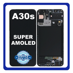 Γνήσια Original Samsung Galaxy A30s (SM-A307F, SM-A307FN,) Super AMOLED LCD Display Screen Assembly Οθόνη + Touch Screen Digitizer Μηχανισμός Αφής + Frame Bezel Πλαίσιο Σασί Black Μαύρο GH82-21190A (Service Pack By Samsung)