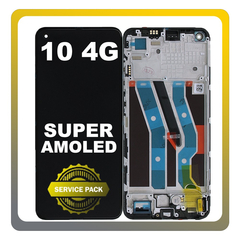 Γνήσια Original Realme 10 4G (RMX3630) Super AMOLED LCD Display Screen Assembly Οθόνη + Touch Screen Digitizer Μηχανισμός Αφής + Frame Bezel Πλαίσιο Σασί Black Μαύρο 4130359 (Service Pack By Realme)