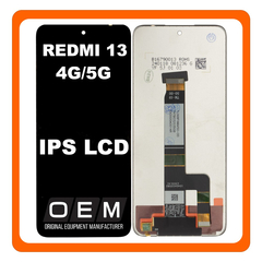 HQ OEM Συμβατό Με Xiaomi Redmi 13, Redmi13 (2404ARN45A, 24040RN64Y) IPS LCD Display Screen Assembly Οθόνη + Touch Screen Digitizer Μηχανισμός Αφής + Frame Bezel Πλαίσιο Σασί Black Μαύρο (Premium A+)