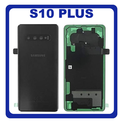 Γνήσιο Original Samsung Galaxy S10 Plus SM-G975F Rear Back Battery Cover Καπάκι Μπαταρίας + Camera Lens Τζαμάκι Κάμερας Black (Service Pack By Samsung) GH82-18406A