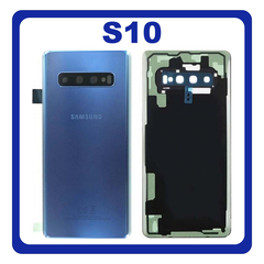 OEM HQ Samsung Galaxy S10, S 10 G973 (SM-G973F/DS, SM-G973U, SM-G973W, SM-G9730) Rear Back Battery Cover Πίσω Κάλυμμα Καπάκι Μπαταρίας + Camera Lens Τζαμάκι Κάμερας Blue Μπλε (Premium A+)