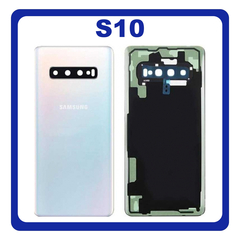 OEM HQ Samsung Galaxy S10 G973 (SM-G973F, SM-G973F/DS) Rear Back Battery Cover Πίσω Κάλυμμα Καπάκι Μπαταρίας + Camera Lens Τζαμάκι Κάμερας White Άσπρο (Premium A+)