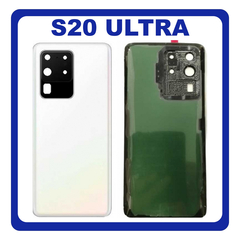 OEM HQ Samsung Galaxy S20 Ultra G988 (SM-G988B/DS) Rear Back Battery Cover Πίσω Κάλυμμα Καπάκι Μπαταρίας + Camera Lens Τζαμάκι Κάμερας White Άσπρο (Premium A+)