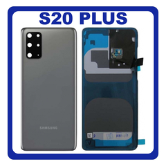OEM HQ Samsung Galaxy S20 Plus , S20+ G985 (SM-G985, SM-G985F, SM-G985F/DS) Rear Back Battery Cover Πίσω Κάλυμμα Καπάκι Μπαταρίας + Camera Lens Τζαμάκι Κάμερας Grey Γκρι (Grade AAA+++)