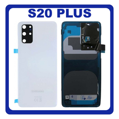 OEM HQ Samsung Galaxy S20 Plus , S20+ G985 (SM-G985, SM-G985F, SM-G985F/DS) Rear Back Battery Cover Πίσω Κάλυμμα Καπάκι Μπαταρίας + Camera Lens Τζαμάκι Κάμερας White Άσπρο (Premium A+)