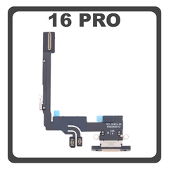 HQ OEM Συμβατό Με Apple iPhone 16 Pro, iPhone 16Pro (A3293, A3083) Charging Dock Connector Lightning Flex With Board Καλωδιοταινία Κονέκτορας Φόρτισης + Microphone Μικρόφωνο Desert Titanium (Premium A+)