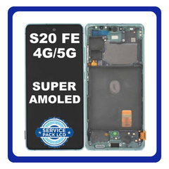 Γνήσια Original Samsung Galaxy S20 FE 4G (SM-G780F), S20 FE 5G (SM-G781B) Super AMOLED LCD Display Screen Assembly Οθόνη + Touch Screen Digitizer Μηχανισμός Αφής + Frame Bezel Πλαίσιο + Antenna Mint Green Πράσινο GH82-24214D (Service Pack By Samsung)