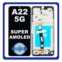 Original Γνήσιο Samsung Galaxy A22 5G 2021 A226B (SM-A226B, SM-A226B/DS, SM-A226B/DSN) TFT LCD Display Screen Assembly Οθόνη + Touch Screen Digitizer Μηχανισμός Αφής + Frame Bezel Πλαίσιο Σασί Black Μαύρο GH81-20694A (Service Pack By Samsung)