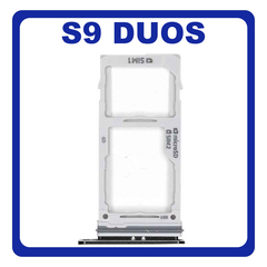 Original Γνήσιο Samsung Galaxy S9 Duos, S9Duos G960FD G960F/DS SIM Tray + Micro SD Tray Βάση Θήκη Κάρτας Black Μαύρο GH98-42650A (Service Pack By Samsung)