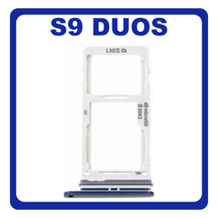 Original Γνήσιο Samsung Galaxy S9 Duos, S9Duos G960FD G960F/DS SIM Tray + Micro SD Tray Βάση Θήκη Κάρτας Blue Μπλε GH98-42650D (Service Pack By Samsung)