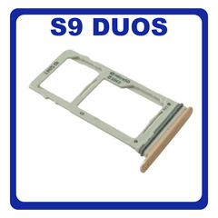 Original Γνήσιο Samsung Galaxy S9 Duos, S9Duos G960FD G960F/DS SIM Tray + Micro SD Tray Βάση Θήκη Κάρτας Gold Χρυσό GH98-42650E (Service Pack By Samsung)