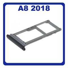 Original Γνήσιο Samsung Galaxy A8 2018 A530 (A530F, A530F/DS) A8+ A8 Plus 2018 A730 (A730F) SIM Tray + Micro SD Tray Βάση Θήκη Κάρτας Black Μαύρο GH98-42519A (Service Pack By Samsung)