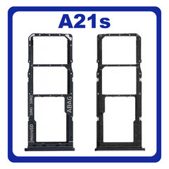 Original Γνήσιο Samsung Galaxy A21s 2020 A217 (A217F, A217F/DS, A217F/DSN, A217M, A217M/DS, A217N) SIM Tray + Micro SD Tray Βάση Θήκη Κάρτας Black Μαύρο GH98-45392A (Service Pack By Samsung)