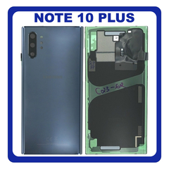 Γνήσια Original Samsung Galaxy Note 10+ 5G, Note 10 Plus 5G (SM-N976F, SM-N976U) Rear Back Battery Cover Πίσω Κάλυμμα Καπάκι Πλάτη Μπαταρίας + Camera Lens Τζαμάκι Κάμερας Aura Black Μαύρο GH82-20614A (Service Pack By Samsung)