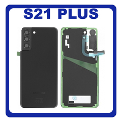 Γνήσιο Original Samsung Galaxy S21+ S21 Plus 5G 2021 G996 (G996B, G996B/DS) Rear Back Battery Cover Πίσω Κάλυμμα Καπάκι Πλάτη Μπαταρίας Phantom Black Μαύρο GH82-24505A (Service Pack By Samsung)