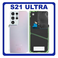 Γνήσια Original Samsung Galaxy S21 Ultra 5G (G998B, G998B/DS) Rear Back Battery Cover Πίσω Κάλυμμα Καπάκι Πλάτη Μπαταρίας Phantom Silver Ασημί GH82-24499B (Service Pack By Samsung)