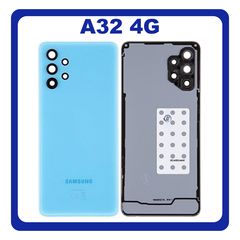 Γνήσια Original Samsung Galaxy A32 4G (SM-A325F, SM-A325F/DS, SM-A325M, SM-A325N) Rear Back Battery Cover Πίσω Κάλυμμα Καπάκι Πλάτη Μπαταρίας + Camera Lens Τζαμάκι Κάμερας Awesome Blue Μπλε GH82-25545C (Service Pack By Samsung)