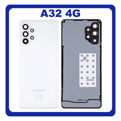 Γνήσια Original Samsung Galaxy A32 4G (SM-A325F, SM-A325F/DS, SM-A325M, SM-A325N) Rear Back Battery Cover Πίσω Κάλυμμα Καπάκι Πλάτη Μπαταρίας + Camera Lens Τζαμάκι Κάμερας Awesome White Άσπρο GH82-25545B (Service Pack By Samsung)