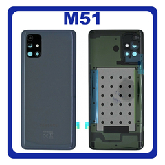 Γνήσια Original Samsung Galaxy M51 (SM-M515F, SM-M515F/DSN) Rear Back Battery Cover Πίσω Κάλυμμα Καπάκι Πλάτη Μπαταρίας + Camera Lens Τζαμάκι Κάμερας Celestial Black Μαύρο GH82-23415A (Service Pack By Samsung)