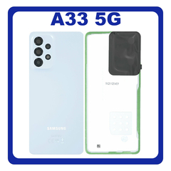 Γνήσια Original Samsung Galaxy A33 5G (SM-A336E, SM-A336B) Rear Back Battery Cover Πίσω Κάλυμμα Καπάκι Πλάτη Μπαταρίας + Camera Lens Τζαμάκι Κάμερας Blue Μπλε GH82-28042C​ (Service By Samsung)
