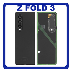 Γνήσια Original Samsung Galaxy Z Fold 3 5G, ZFold 3 5G (SM-F926B, SM-F926B/DS) Rear Back Battery Cover Πίσω Κάλυμμα Καπάκι Πλάτη Μπαταρίας + Camera Lens Τζαμάκι Κάμερας Phantom Black Μαύρο GH82-26312A (Service Pack By Samsung)