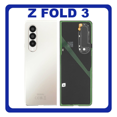 Γνήσια Original Samsung Galaxy Z Fold 3 5G, ZFold 3 5G (SM-F926B, SM-F926B/DS) Rear Back Battery Cover Πίσω Κάλυμμα Καπάκι Πλάτη Μπαταρίας + Camera Lens Τζαμάκι Κάμερας Phantom Silver Ασημί GH82-26312C (Service Pack By Samsung)