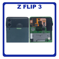 Γνήσια Original Samsung Galaxy Z Flip 3 5G (SM-F711B, SM-F711N) Rear Back Battery Cover Πίσω Κάλυμμα Καπάκι Μπαταρίας + Super AMOLED LCD Display Screen Assembly Οθόνη Green Πράσινο GH97-27031C (Service Pack By Samsung)