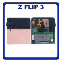 Γνήσια Original Samsung Galaxy Z Flip 3 5G (SM-F711B, SM-F711N) Rear Back Battery Cover Πίσω Κάλυμμα Καπάκι Μπαταρίας + Super AMOLED LCD Display Screen Assembly Οθόνη Pink Ροζ GH97-27031J (Service Pack By Samsung)
