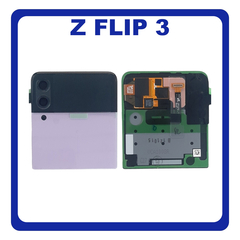 Γνήσια Original Samsung Galaxy Z Flip 3 5G (SM-F711B, SM-F711N) Rear Back Battery Cover Πίσω Κάλυμμα Καπάκι Μπαταρίας + Super AMOLED LCD Display Screen Assembly Οθόνη Lavender Μωβ GH97-27031D (Service Pack By Samsung)